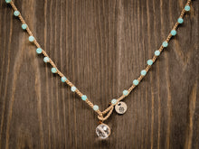 Load image into Gallery viewer, Small Blue and Green Glass Beaded Necklace
