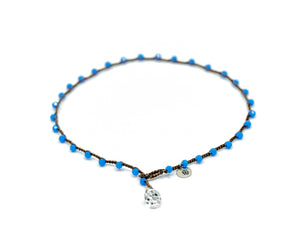 Blue Round Beaded Necklace