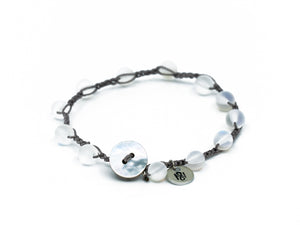 Moonstone Beaded Bracelet/Anklet w/ Shell Button