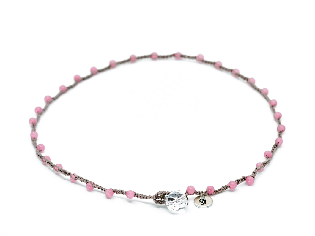 Pink Cat's Eye Beaded Necklace