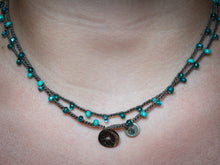 Load image into Gallery viewer, Double Wrap Retro Blue Beaded Necklace
