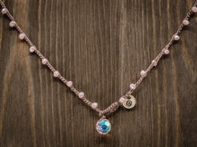 Load image into Gallery viewer, Pink Czech Faceted Marbled Glass Necklace
