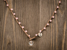 Load image into Gallery viewer, Matte Pink Cat&#39;s Eye Beaded Necklace
