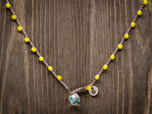 Yellow Chartreuse Faceted Glass Beaded Necklace
