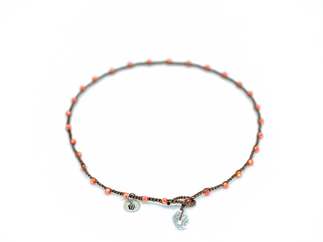 Petite Coral Faceted Glass Beaded Necklace