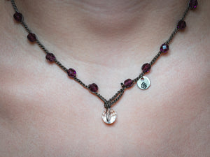 Fire Polished Amethyst Beaded Necklace