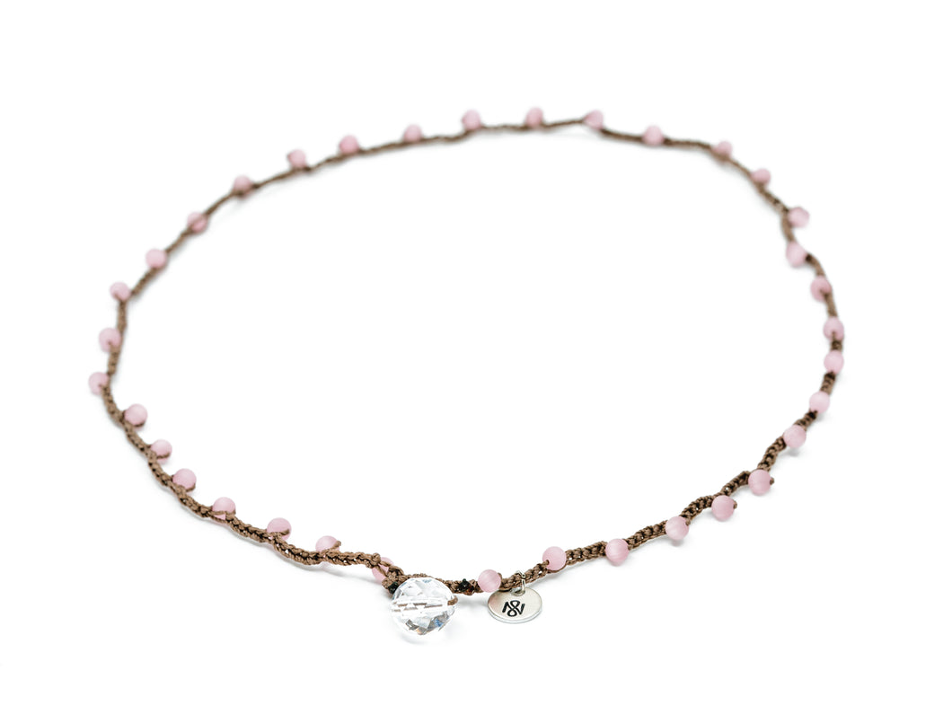 Matte Pink Cat's Eye Beaded Necklace