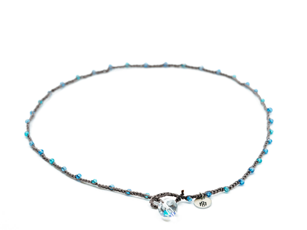 Blue Mixed Rondelle Beaded Necklace