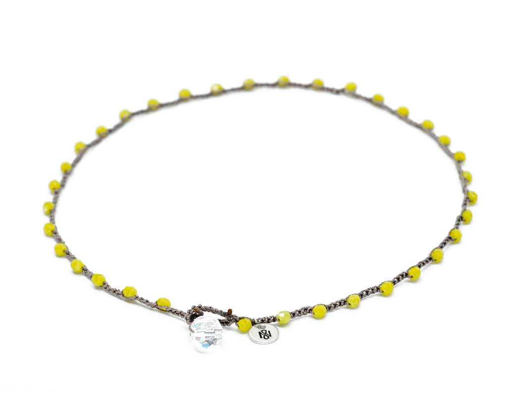 Yellow Chartreuse Faceted Glass Beaded Necklace