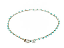 Load image into Gallery viewer, Small Blue and Green Glass Beaded Necklace
