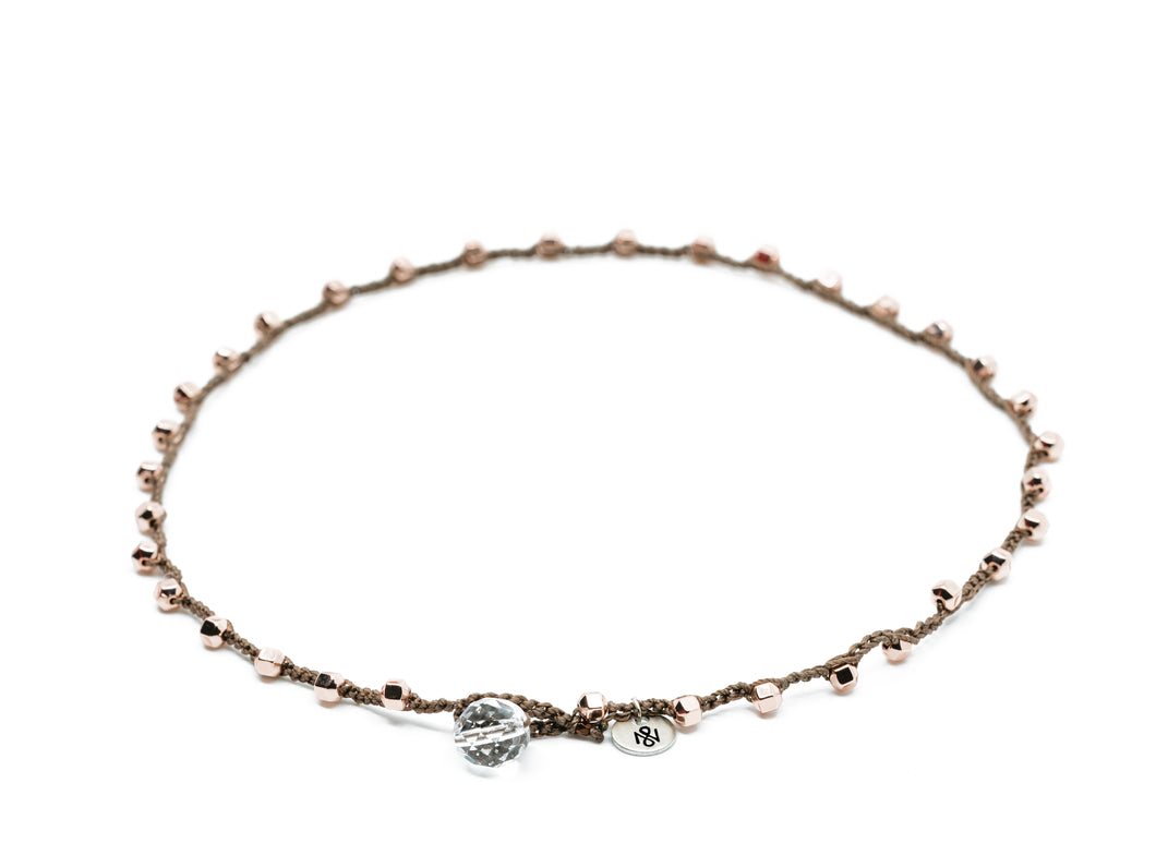 Satin Metallic Copper Beaded Necklace