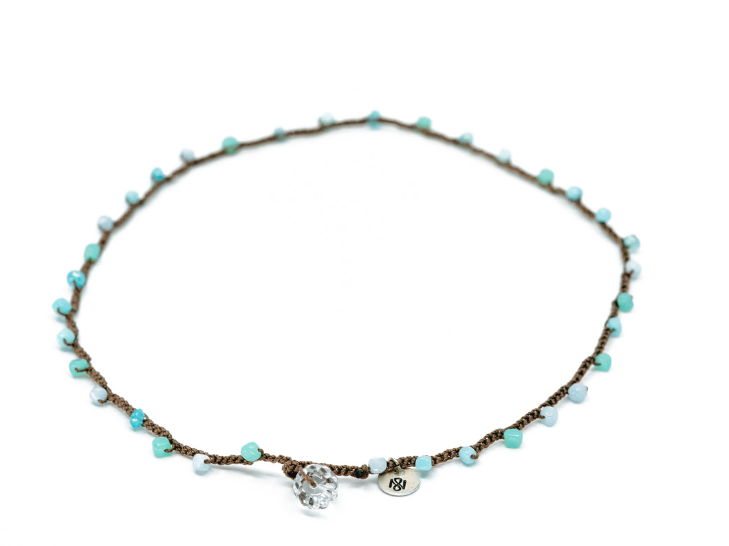 Aqua Mix Glass Beaded Necklace